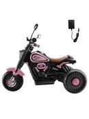 Pink 3-Wheel Electric Motorcycle Toy for Kids with Colorful Lights and Music