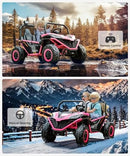 Pink 24V 4WD Electric Ride-On Car for Kids with XL 20" Double Seat