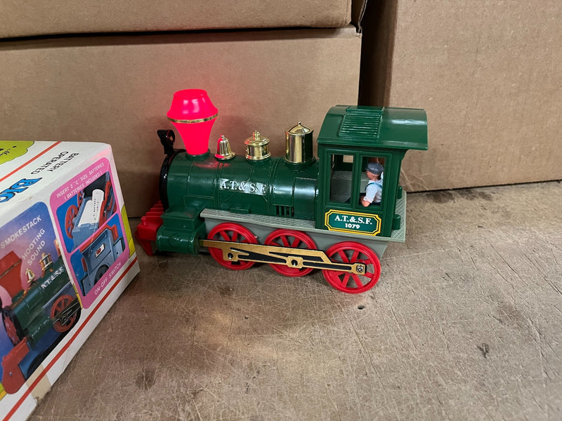 Vintage Large Electric N Scale Locomotive Train in Box Bump-N-Go AT&SF 1079