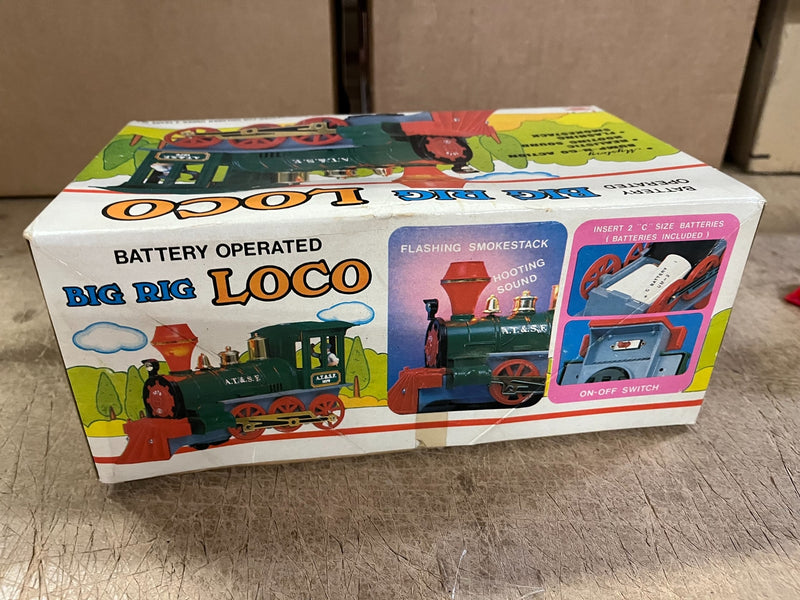 Vintage Large Electric N Scale Locomotive Train in Box Bump-N-Go AT&SF 1079