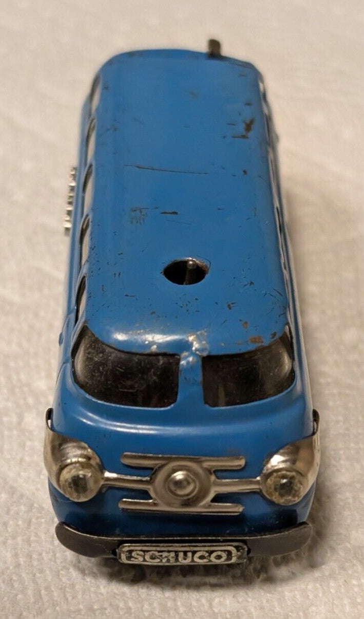 Working Schuco Varianto 3044 Blue Tin Bus Toy with Key West Germany