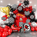 Race Car Balloon Arch Set - Trophies, Flags, Wheels, and Checkered Designs