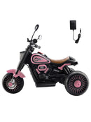 Pink 3-Wheel Electric Motorcycle Toy for Kids with Colorful Lights and Music