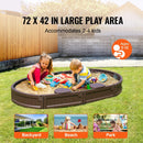 Covered Oval Sand Box, 72 x 41.5 x 9.1 in, HDPE Sand Pit with 4