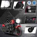 6V Electric Kids Motorcycle with Training Wheels, LED Lights, and Music - Red