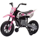 Pink 12V Electric Motorcycle for Kids with Twist Grip, Training Wheels, and Rear Suspension