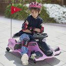 12V Pink Electric Drifting Go Kart with Soft Start, Music, and Lights