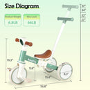 Bautia 5-in-1 Balance Bike Tricycle for Kids Aged 1-4 in Mint Green with No Parent Steering