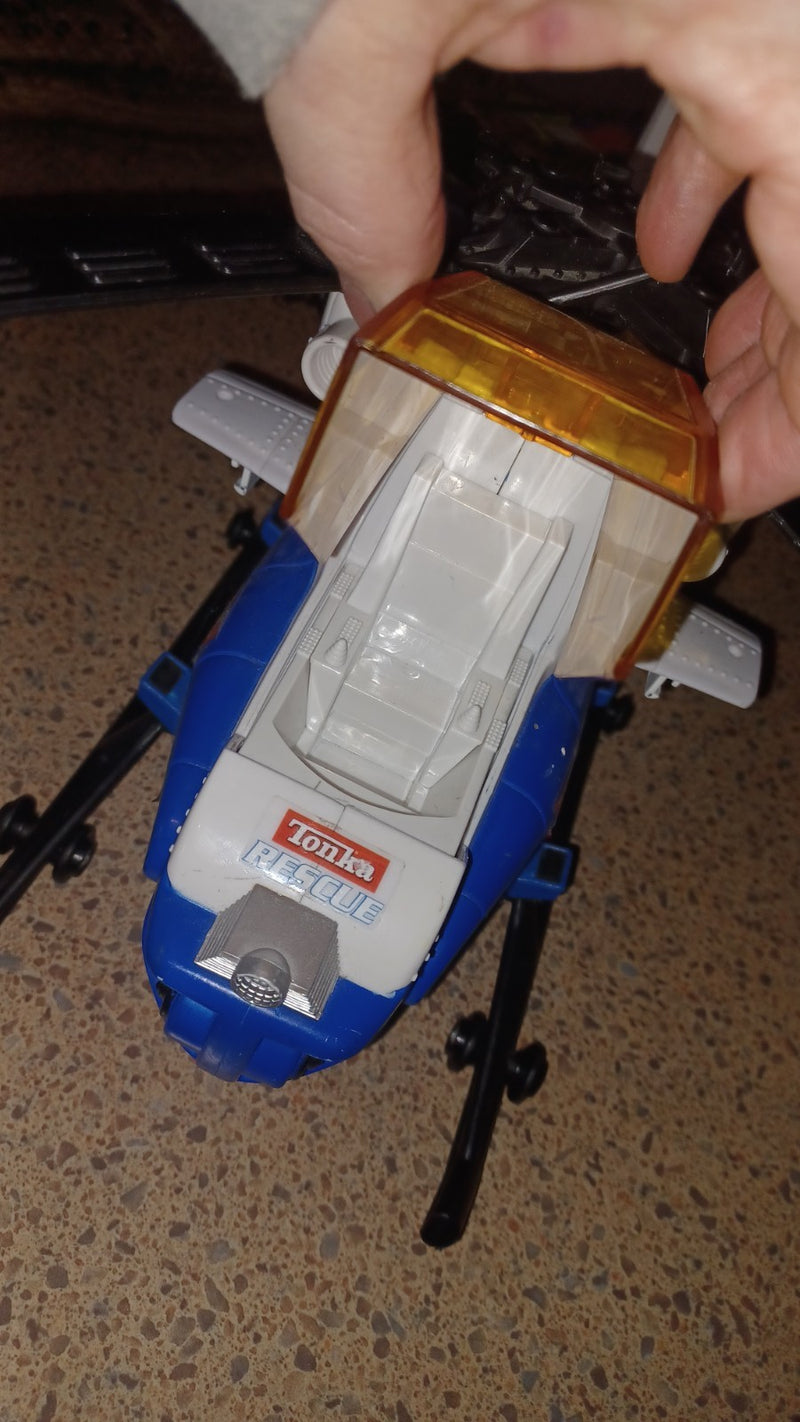 Working Blue Rescue Helicopter Toy with Power Winch, Sounds, and Lights