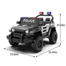 12V Electric Police Ride-On Car for Kids with Parental Remote, Bluetooth, and USB Music