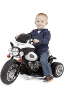 Electric 3-Wheel Kids Motorcycle with Police Decals and Headlights (Black)
