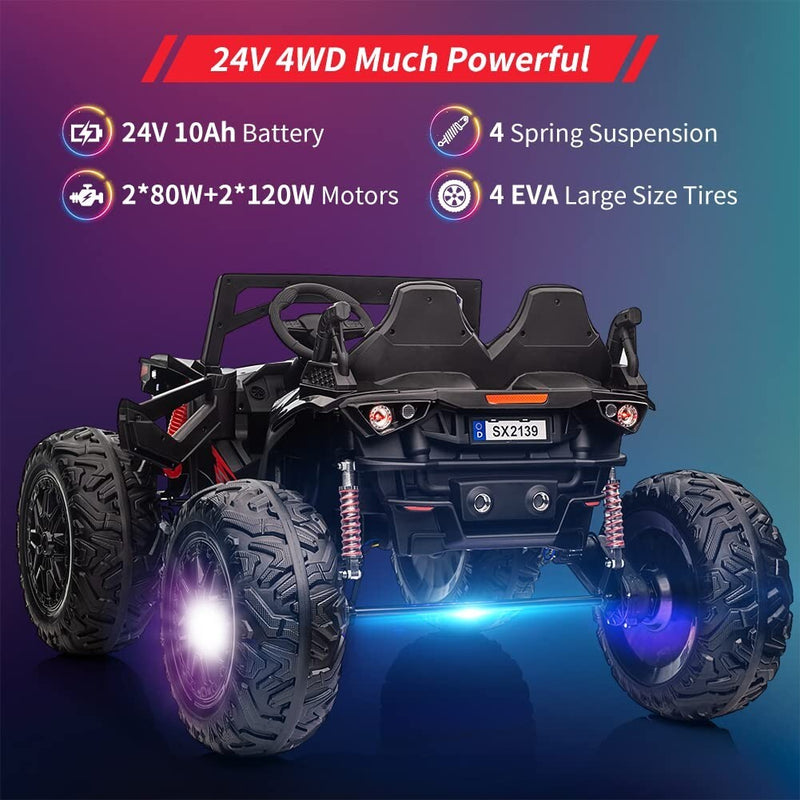 24V Electric 4WD Off-Road Ride-On UTV Quad Car for Kids