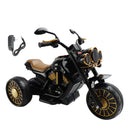 Electric Dual Drive 3-Wheel Ride-On Motorcycle for Kids with LED Lights - Black