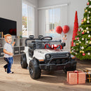 OROFULL White 12V Electric Ride-On Car with Remote Control and Music for Kids