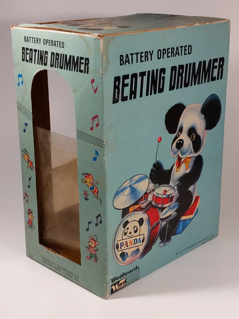 Vintage Battery Operated Panda Bear Drummer Toy with AI Features