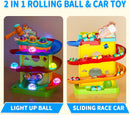 Dual-Function Glow-In-The-Dark Ball and Race Car Ramp Toy for Toddlers