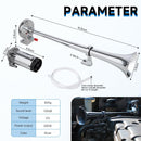 Chrome Zinc Single Tube Train Horn Kit for Trucks with Wiring