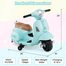 Children's Electric Motorcycle with Training Wheels, Headlight, Horn, and 6V Battery