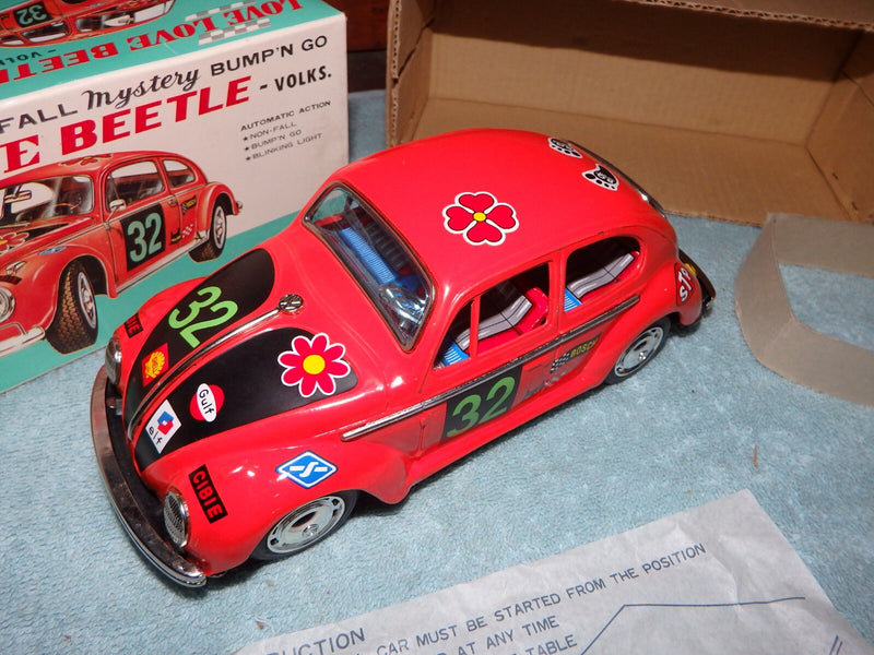 Vintage TAIYO Battery-Operated VW Beetle Toy Car from Japan with Original Box
