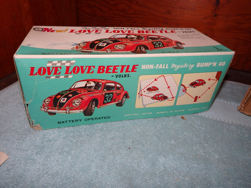 Vintage TAIYO Battery-Operated VW Beetle Toy Car from Japan with Original Box