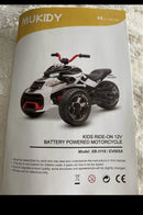 MUKIDY 12V Ride-On Police 3-Wheel Motorcycle for Kids Ages 3 and Up