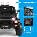 12V Battery-Powered Black Kids Ride-On Truck with Remote Control, MP3, LED Lights, USB, and Cover