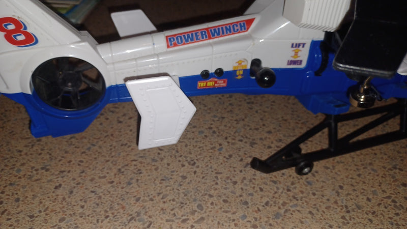 Working Blue Rescue Helicopter Toy with Power Winch, Sounds, and Lights