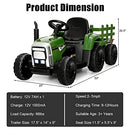 Kids' Electric Dark Green 12V Tractor with Removable Trailer