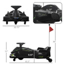 Black 12V Electric Drifting Go Kart with Gentle Start, Sound, and Lighting Effects