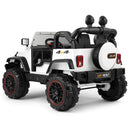 White 12V Kids Ride-On Truck with 3 Speeds, Remote Control, MP3, LED Lights, USB, and Cover