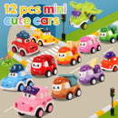 12-Piece Construction Pull Back Car Toy Set for Toddlers Aged 1 to 3