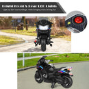 12V Electric Kids Motorcycle with Training Wheels and Light - Black