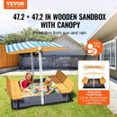 Wooden Canopy Sandbox, 57.3 x 47.2 x 47.2 in Foldable Sand Pit