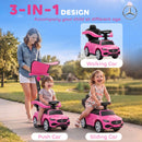 Licensed Mercedes-Benz 4-in-1 Toddler Push Car with Handle in Pink