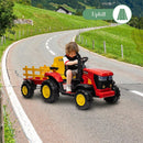 12V Electric Ride-On Tractor with Trailer for Kids - Remote Controlled 6-Wheel Vehicle