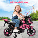 6V Battery-Powered Pink Ride-On Motorcycle for Kids with Headlight Wheels