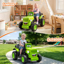 12V Electric Kids Ride-On Tractor with LED Lights, Music, and Safety Belt - Green