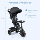 INFANS 6-in-1 Black Tricycle for Toddlers Aged 9-60 Months