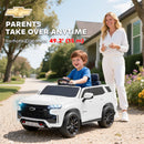 12V Chevrolet Tahoe Licensed Kids Ride-On Car with Dual Motors and Remote Control - White