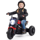 Red 6V Children's Motorcycle with Music, Storytelling, LED Lights, Accelerator Pedal, and Triple Wheels