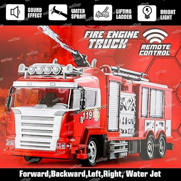 4 Toys RC Fire Truck with Mist Spray 2.4GHz Rescue Toy for Kids Red