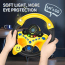 Bright Yellow Backseat Steering Wheel Toy with Lights and Music for Kids