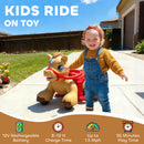 12V Brown Ride-On Horse with Dual Motors and Carrot Sounds for Kids