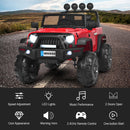 12V Red Kids Ride-On Truck with LED Lights, Music, and Spring Suspension