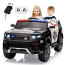Black 12V Remote-Controlled Police Car for Children