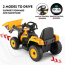 12V Electric Ride-On Excavator with Bluetooth Music, Lights, and Remote Control in Yellow