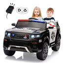Black 12V Remote-Controlled Police Car for Children