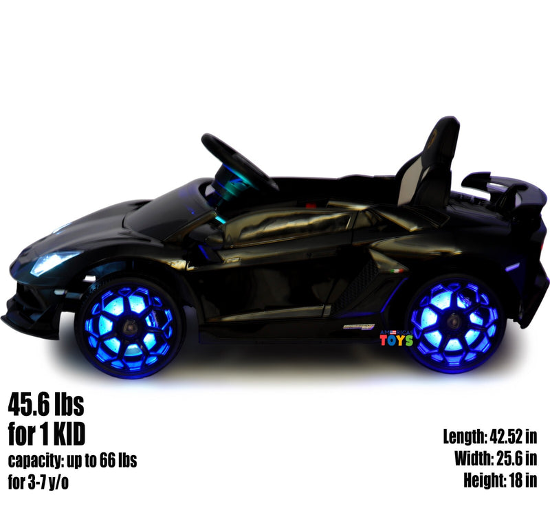 Kids Ride-On Licensed Lambo RC Car with MP4 Player and LED Wheels in Multiple Colors