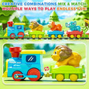 Toddler Train Playset with Steam, Sounds, Lights, and 3 Animal Cars