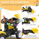 Aosom Yellow Kids Pedal Excavator Ride-On Front Loader Digger for Ages 3+